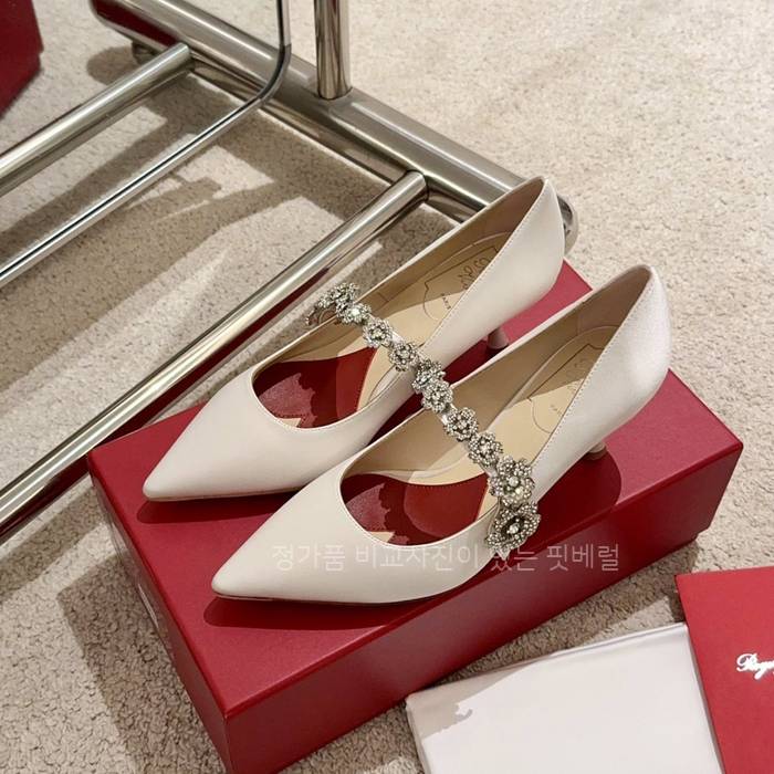 로*비비에 에플로레센스 부케 플라워 스트라스 버클 새틴 펌프스 6.5cm