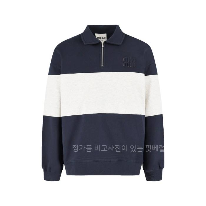 미*미우 배색 하프 집업 맨투맨