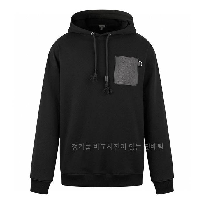 로*베 애너그램 가죽 패치 후드티셔츠