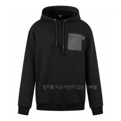 로*베 애너그램 가죽 패치 후드티셔츠