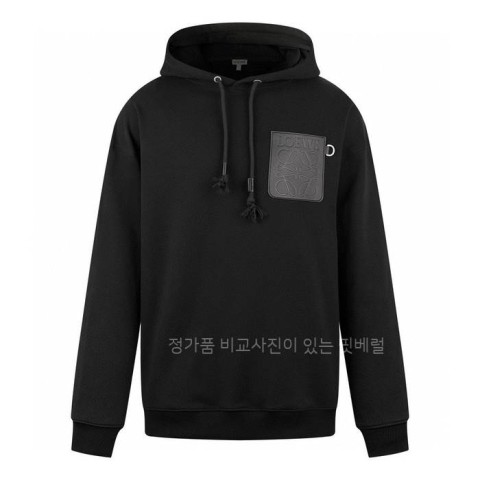 로*베 애너그램 가죽 패치 후드티셔츠