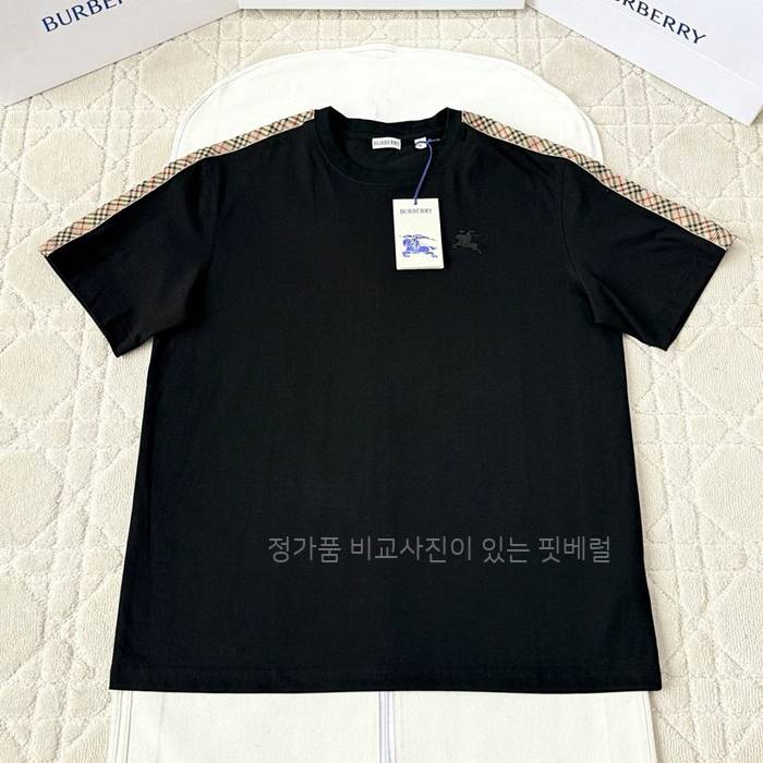 버*리 체크 트리밍 반팔티셔츠