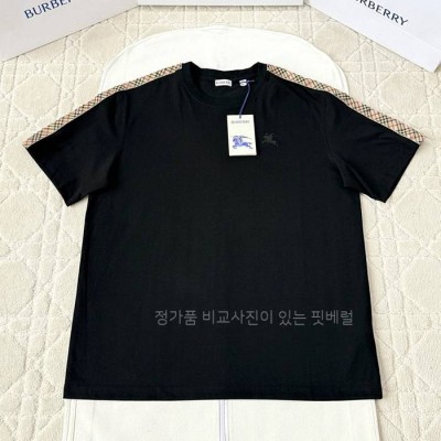 버*리 체크 트리밍 반팔티셔츠