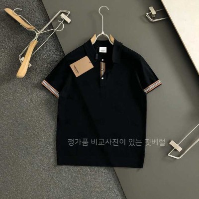 [국내배송] 버*리 스티치 포인트 쿨니트 카라 티셔츠 (2color)