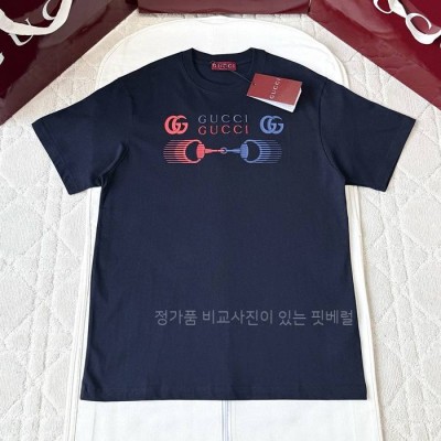 구* 프린트 코튼 저지 반팔티셔츠