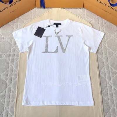 루*비통 LV 라인스톤 반팔티셔츠 여성용