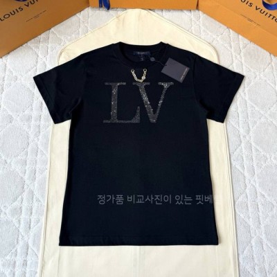 루*비통 LV 라인스톤 반팔티셔츠 여성용