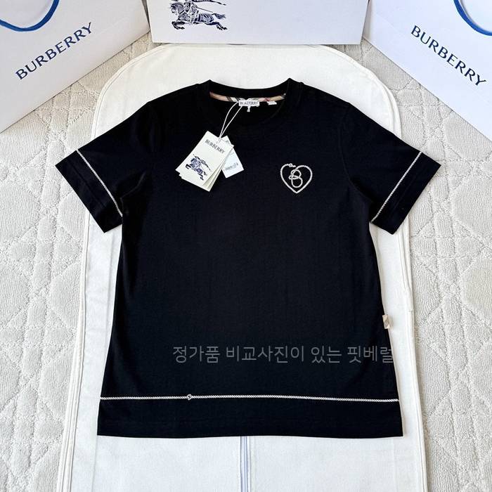버*리 B 하트 코튼 반팔티셔츠 여성용