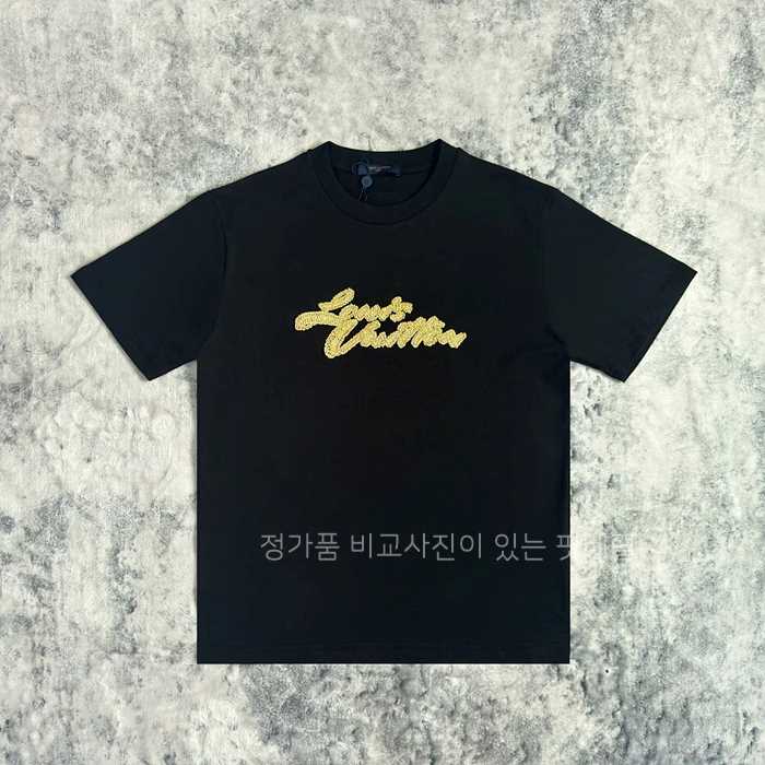 [국내배송] 루*비통 25 엠브로이더드 라피아 로고 반팔티셔츠
