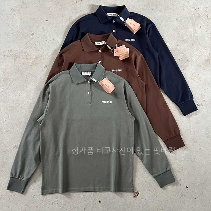 [국내배송] 미*미우 25 자수로고 폴로 루즈핏 롱슬리브 (3color)