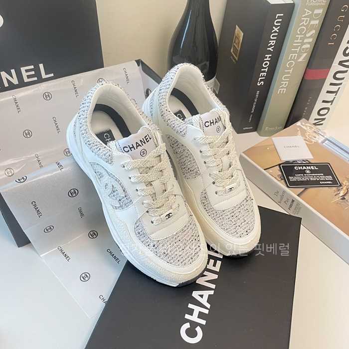 [국내배송] 샤* CC로고 스웨이드 트위드 스니커즈