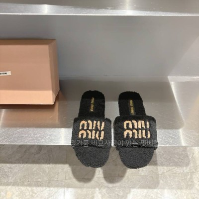 미*미우 퍼 슬라이드 슬리퍼