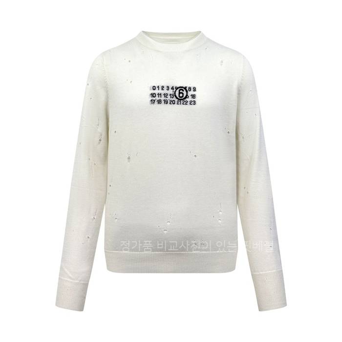 메*마르지엘라 넘버링 로고 컷아웃 니트
