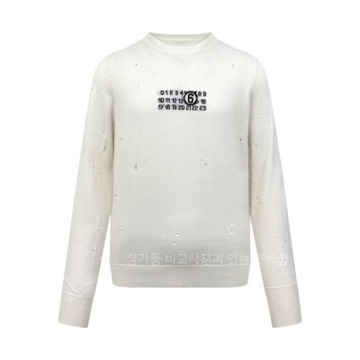 메*마르지엘라 넘버링 로고 컷아웃 니트