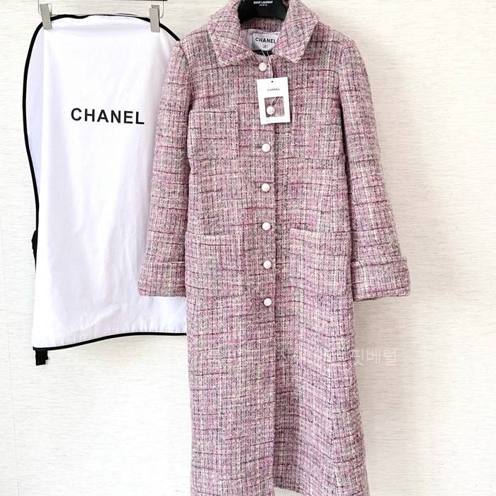 샤* 트위드 롱 코트