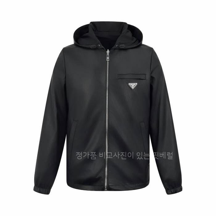 프*다 리버시블 레더 나일론 후드집업 자켓