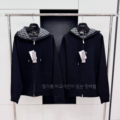 디* 오블리크 자카드 울 블렌드 후드집업 자켓