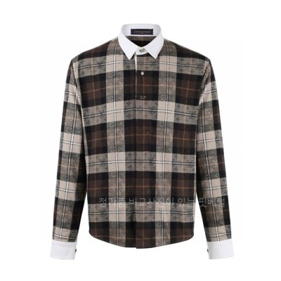 루*비통 모노그램 플란넬 롱 슬리브드 폴로 셔츠