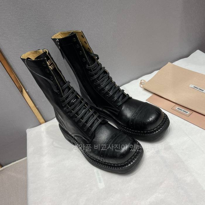 미*미우 가죽 레이스 부티