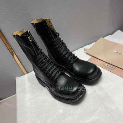 미*미우 가죽 레이스 부티