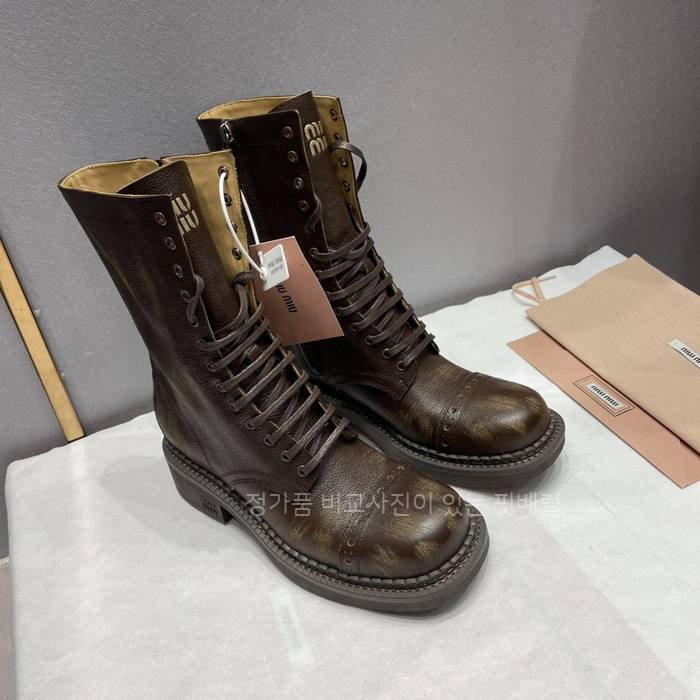 미*미우 가죽 레이스 부티