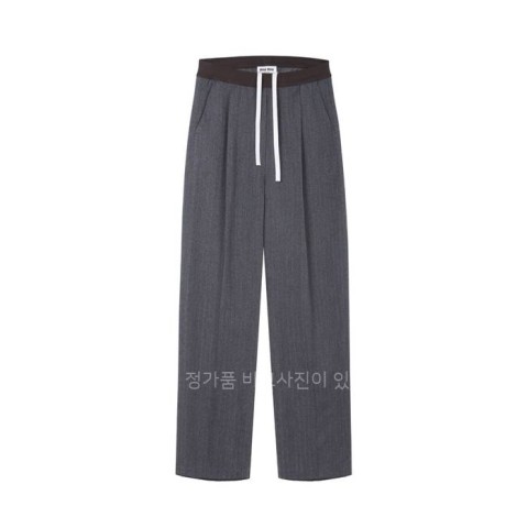 미*미우 스트라이프드 울 블렌드 팬츠