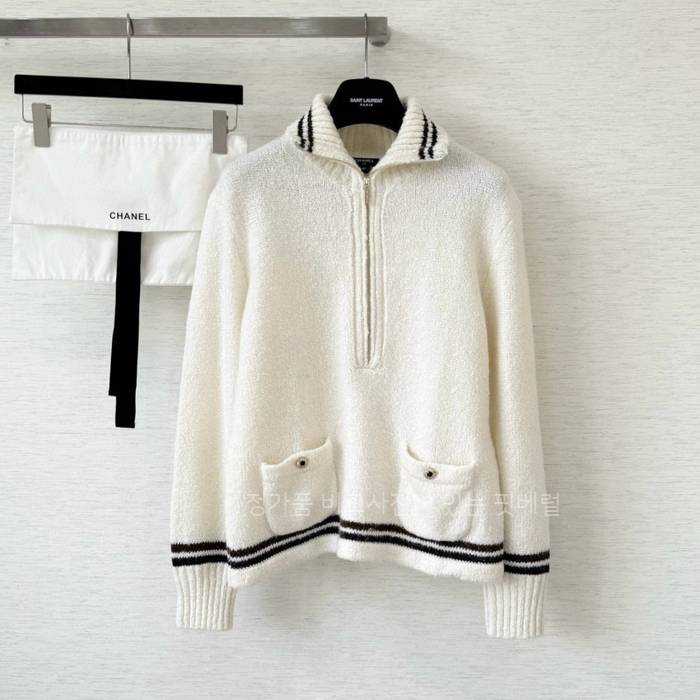 샤* 카라 반집업 부클레 니트