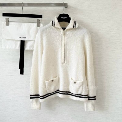 샤* 카라 반집업 부클레 니트