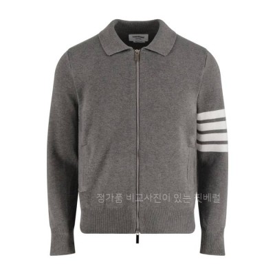 톰*라운 4-바 카라 울 니트 집업 자켓
