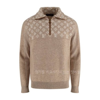 루*비통 리브드 울 하프 지퍼 풀오버 니트