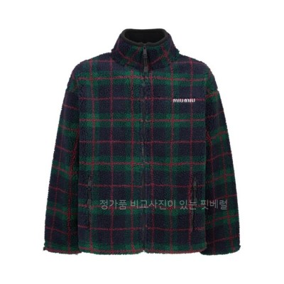 미*미우 램스울 플레드 지퍼 자켓