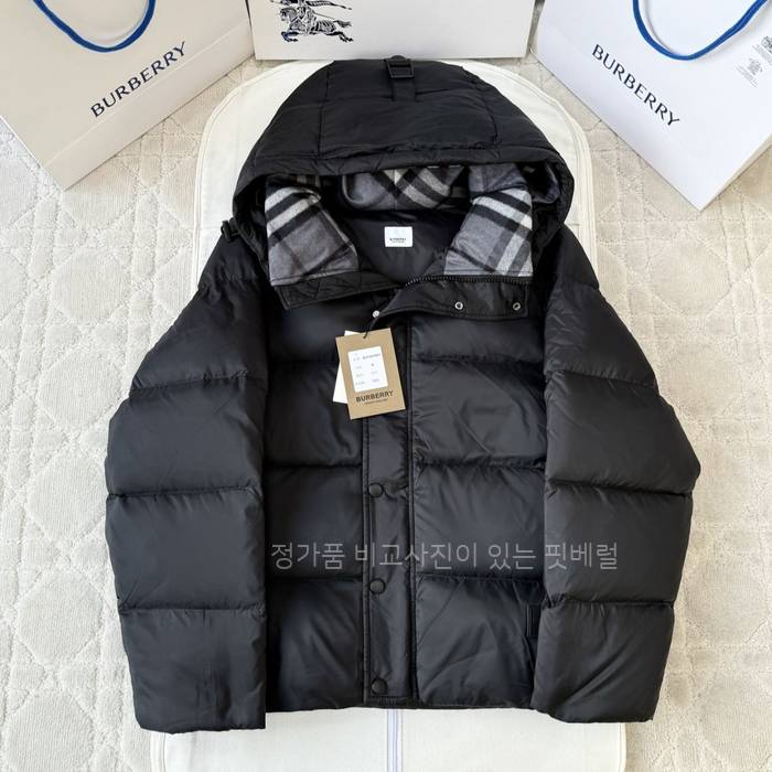 버*비 솔리드 체크 다운 패딩