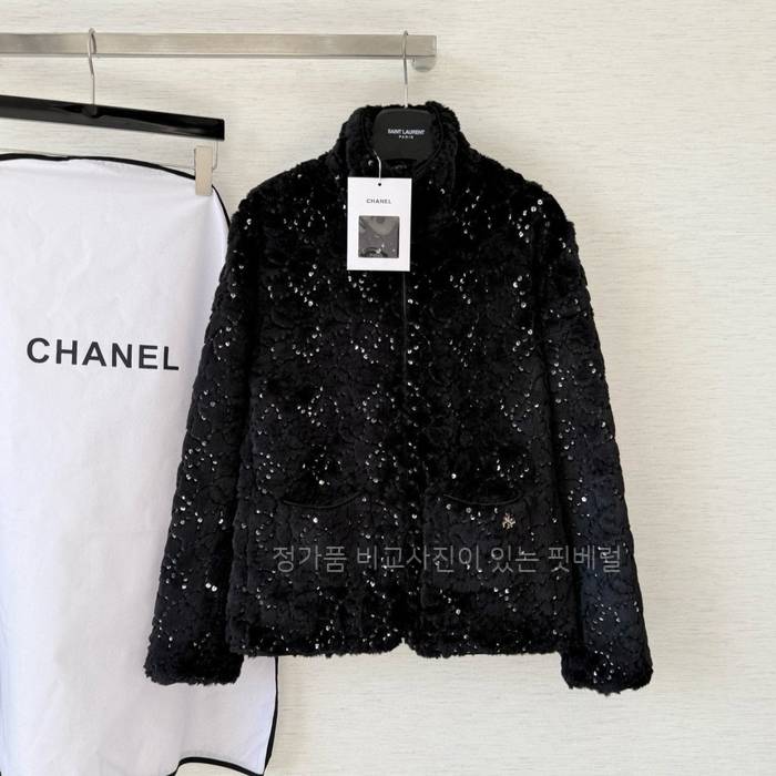 샤* 시퀸 플러시 퍼 자켓