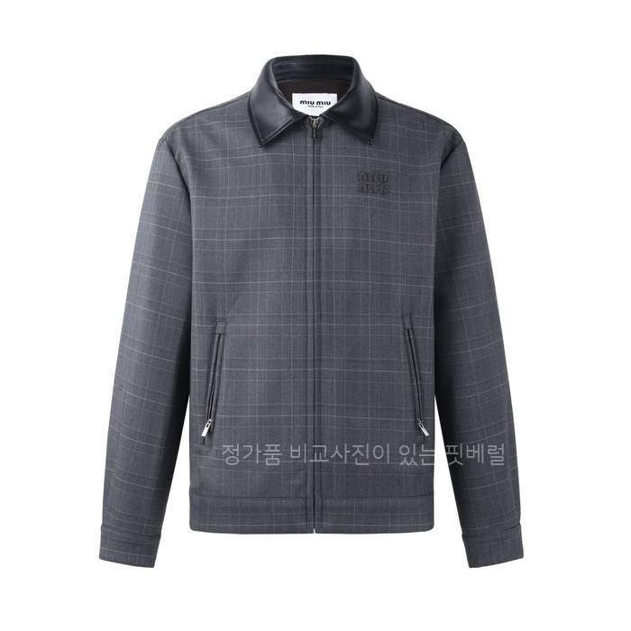 미*미우 체크 블루종 자켓