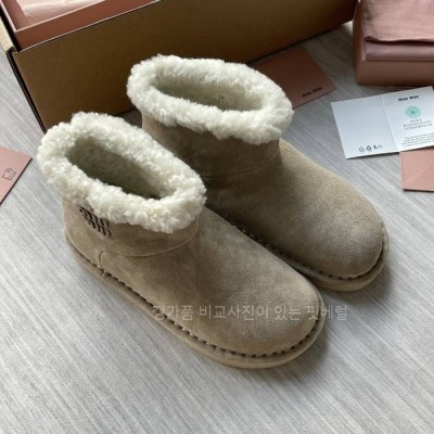 미*미우 시어링 스웨이드 부츠