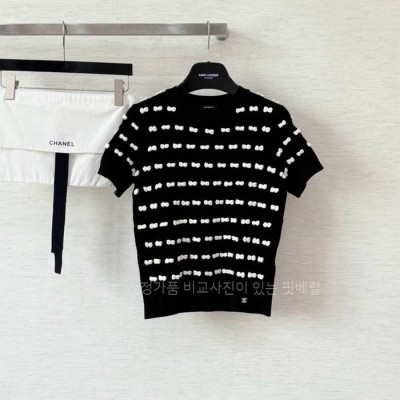 샤* 리본 니트 반팔