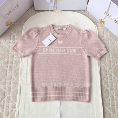 디* 에크루 니트 반팔 여성용