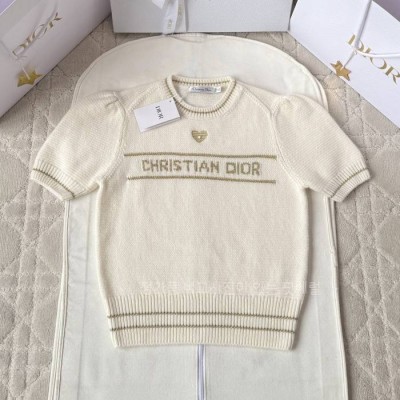 디* 에크루 니트 반팔 여성용