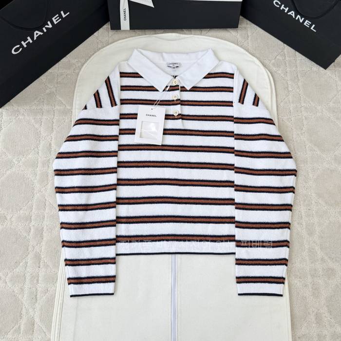 샤* 26C 까멜리아 버튼 스트라이프드 폴로 니트