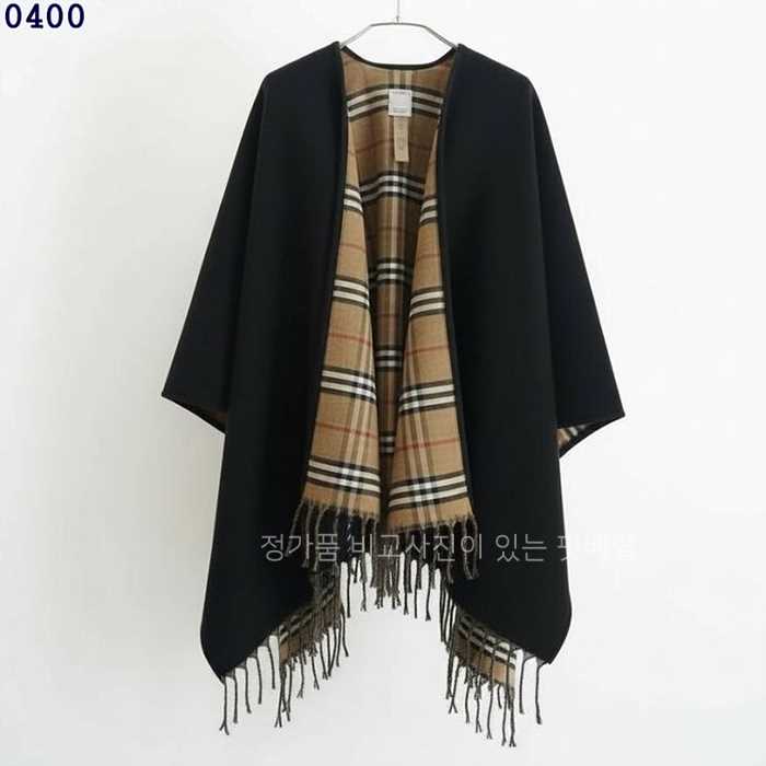 [국내배송] 버*리 체크 울 리버시블 캐시미어 케이프