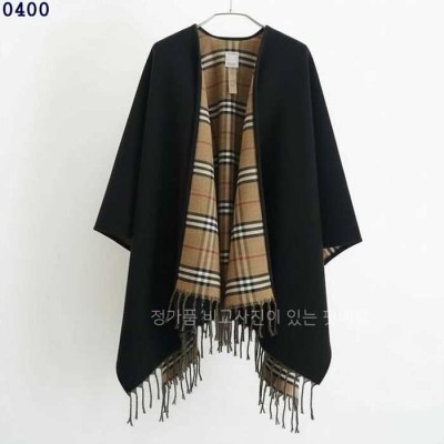 [국내배송] 버*리 체크 울 리버시블 캐시미어 케이프