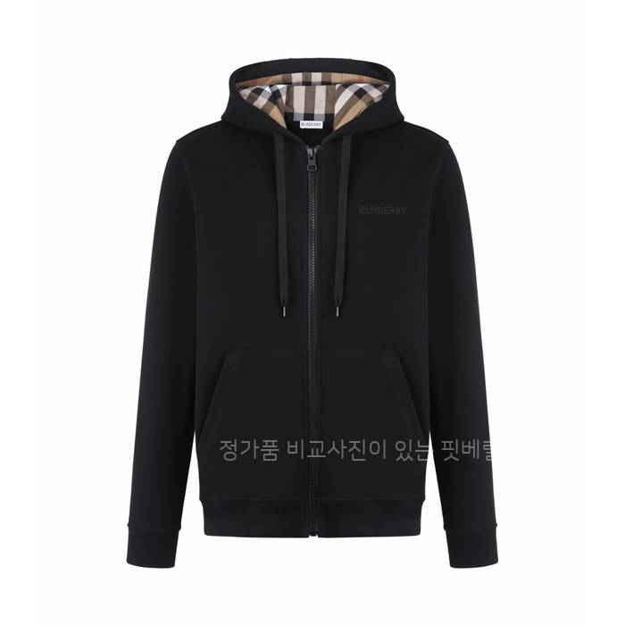 버*리 체크 후드 집업 자켓