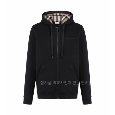 버*리 체크 후드 집업 자켓