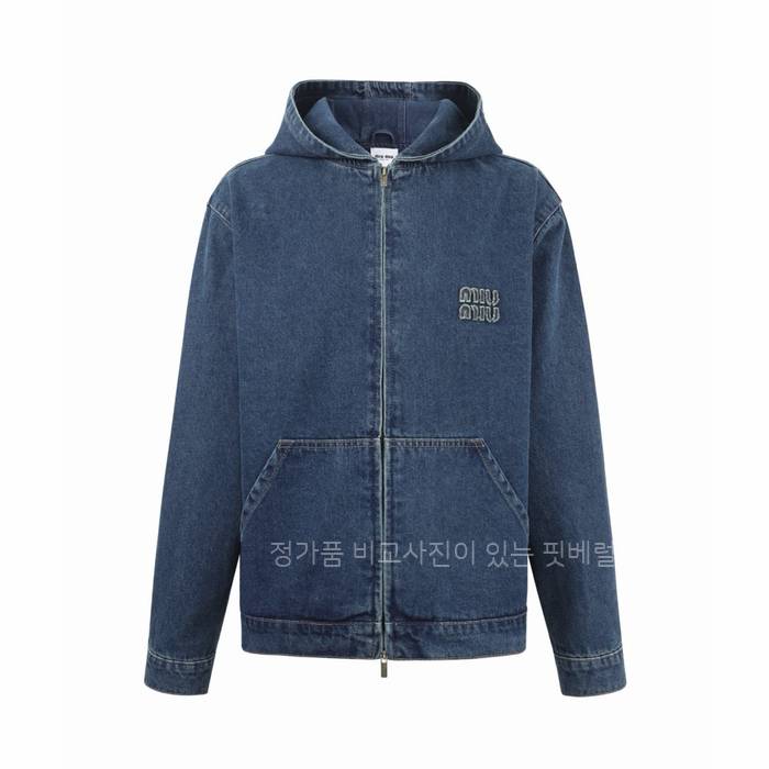 미*미우 로고 데님 후드 자켓
