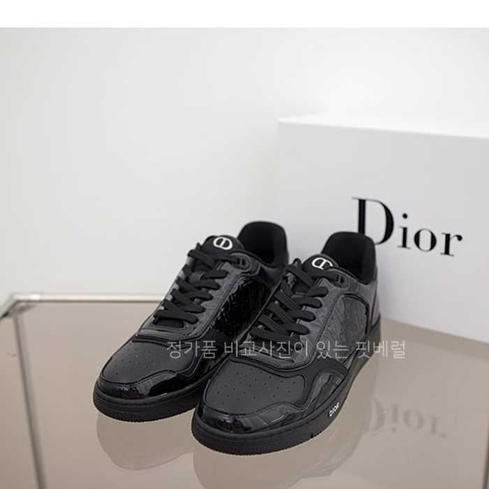 [국내배송] 디* 오블리크 로우탑 스니커즈 블랙 페이던트