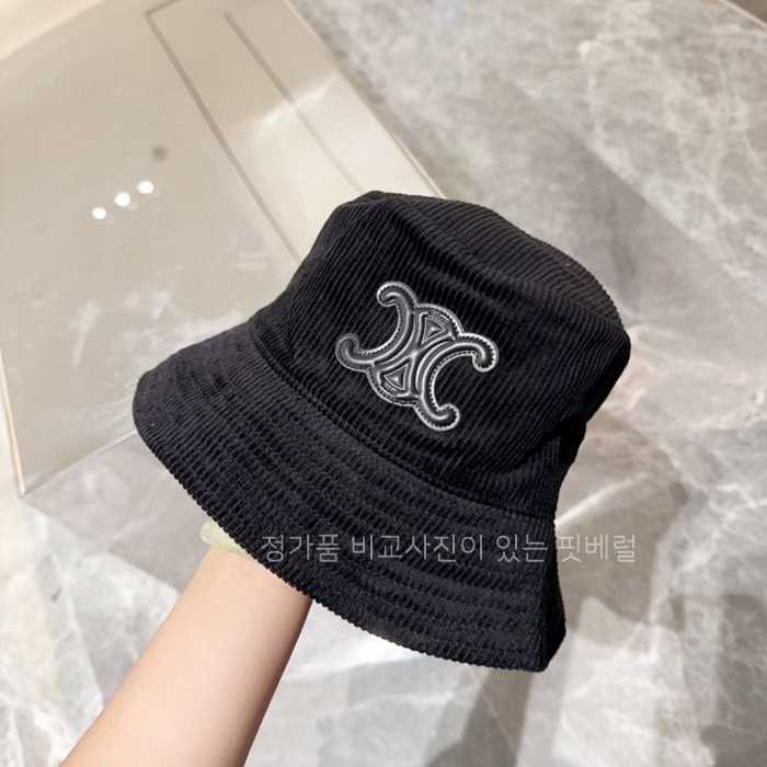 [국내배송] 셀*느 올블랙 시그니처 로고 골덴 버킷햇 모자