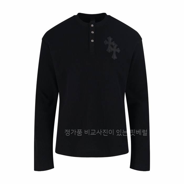 크*하츠 크로스 패치 와플 헨리넥 긴팔티셔츠