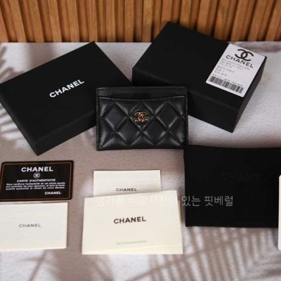 [국내배송] 샤* 클래식 카드홀더 램스킨 블랙/금장