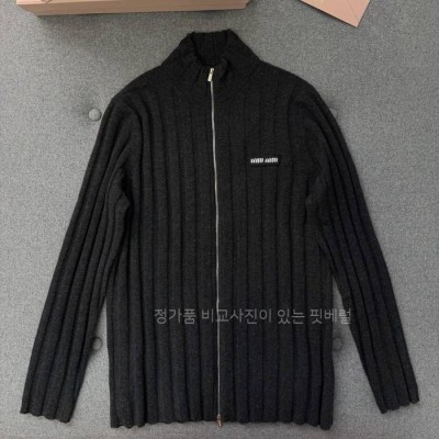 미*미우 울 캐시미어 집업 가디건