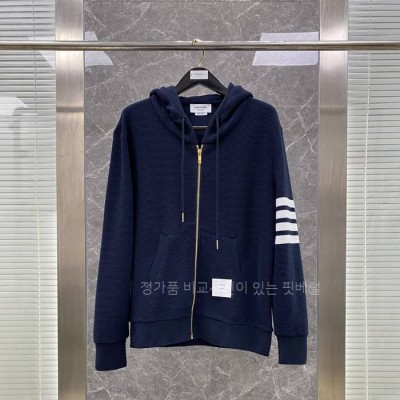 톰*라운 4-바 스트라이프 와플 후드집업 자켓